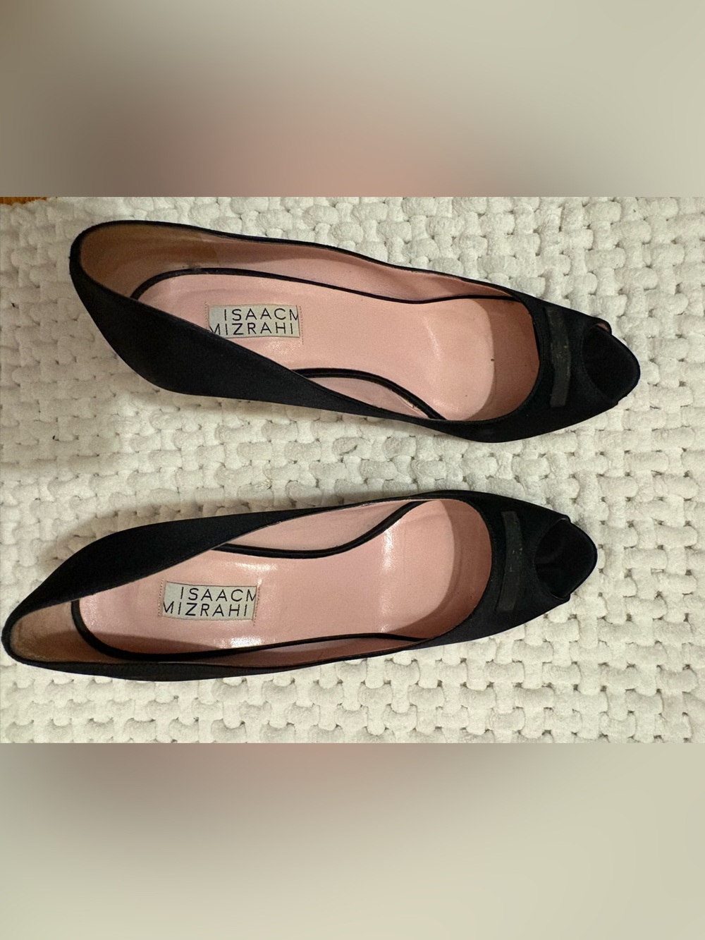 Isaac Mizrahi Black Satin Peep-Toe 4” Evening Heels